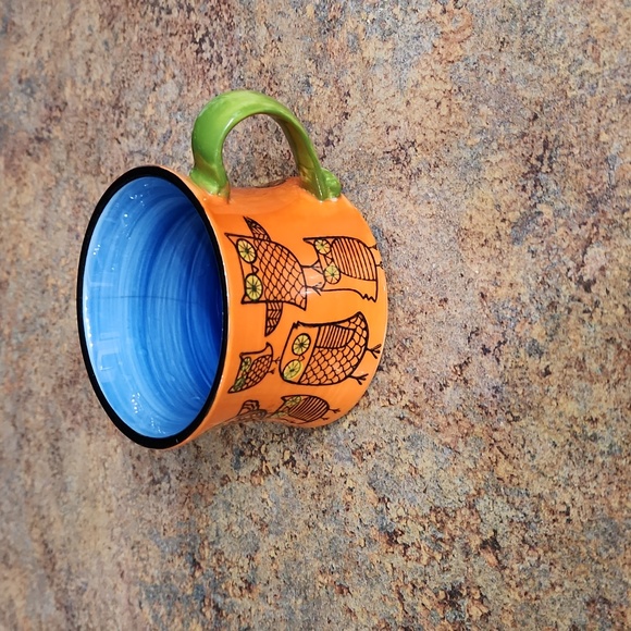 VTG* PIER ONE *OWL MUG* HAND PAINTED*CERAMIC/STONEWARE - Picture 5 of 8